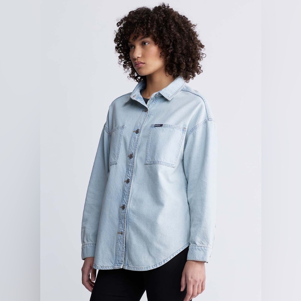 Oversized Denim Shacket – Bleached Blue